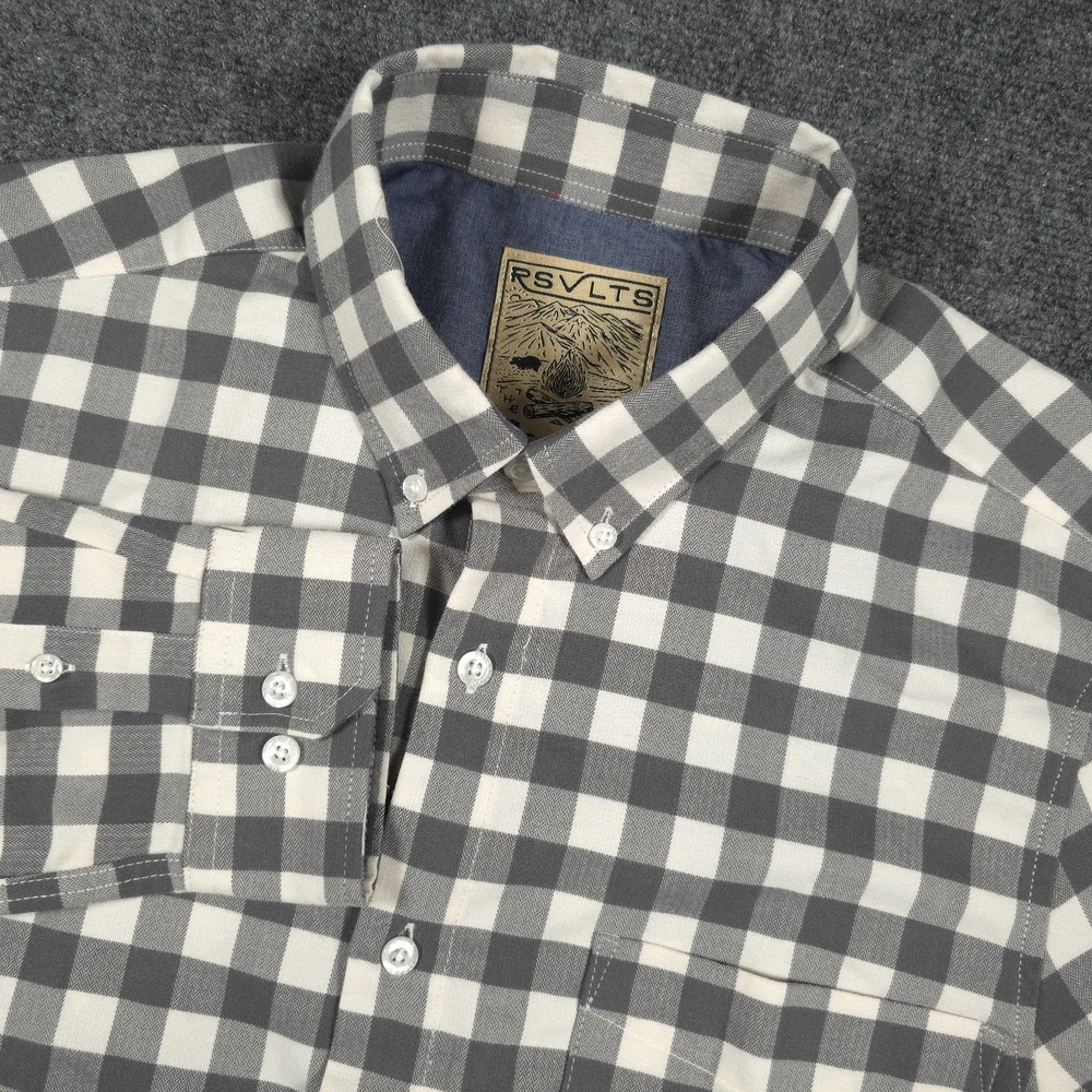 RSVLTS Flanny Devito Borland Flannel Shirt Men's M Gray Check Polyester Blend